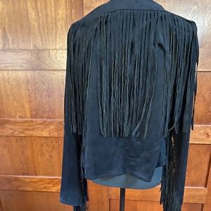 Rodeo women's jacket, black with fringe